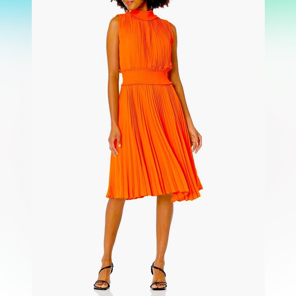 Nanette Nanette Lepore Women's Smocked High Neck Pleated Musk Melon Size 2